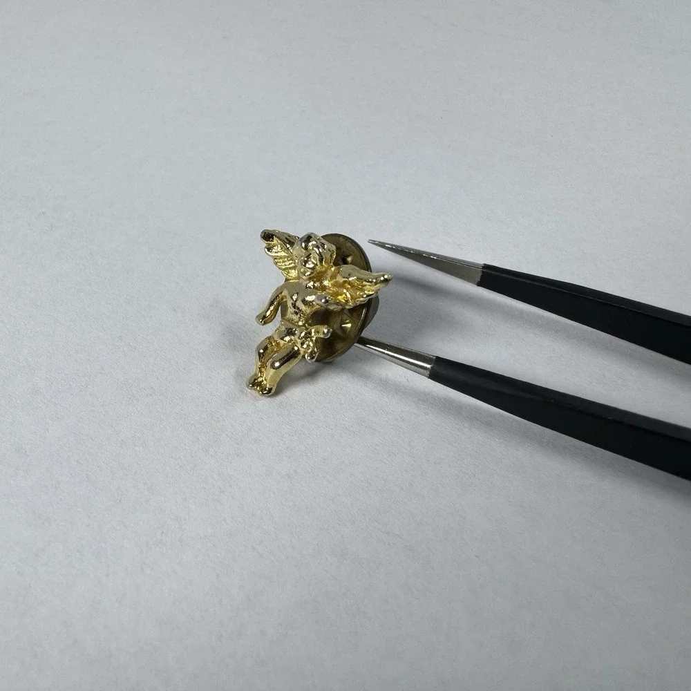 Lapel Hat Tie Pin: Vintage Guardian Angel Christian Faith Religion Gold Tone